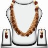 Designer Beaded Necklace Set in White Stone with Rudraksh -0