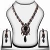 Designer Fancy Black Stone Polki Necklace Set with Antique Polish-0