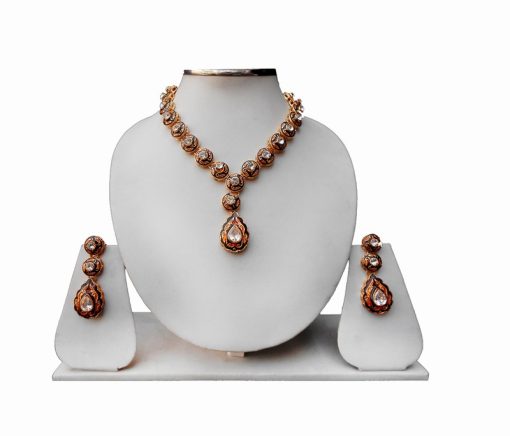 Designer Minakari Necklace and Earrings Jewelry Set from India-0