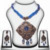 Designer Trendy Victorian Pendant Set for Girls in Blue Stones-0