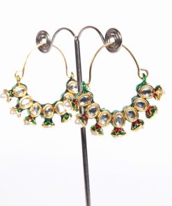 Designer Bali Style Fashion Earrings in Elegant White Kundan Stones-0