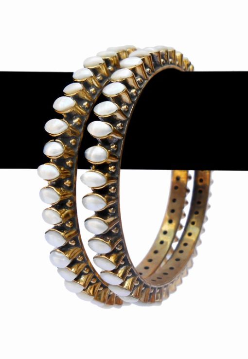 Designer Traditional Indian Desire Party Bangle with White Pearls-0