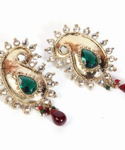 Best Collection of Fashion Earrings from India in Green Stones for Weddings-1619