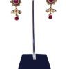 Buy Elegant Jhumkas in Red Stones and Beads With Antique Polish-0