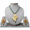 Ethnic Green Thewa Jewelry Set with Earrings and Antique Polish-0