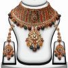 Ethnic Indian Polki Stones Necklace Set for Women with Antique Polish -0