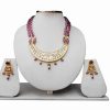 Ethnic Thewa Necklace Set with Earrings in Brown Beads-0