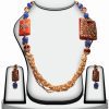 Fancy Peacock Beaded Necklace Set in Multi-Color Stone -0