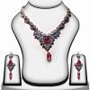 Fancy Red and Purple Stone Polki Necklace Set with Antique Polish-0