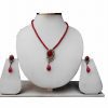 Fancy Party Wear Red Stone Pendant Set with Earrings in Antique Polish-0