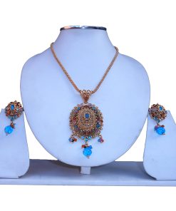 Fancy Polki Pendant Set Available Online for Special Occasion-0