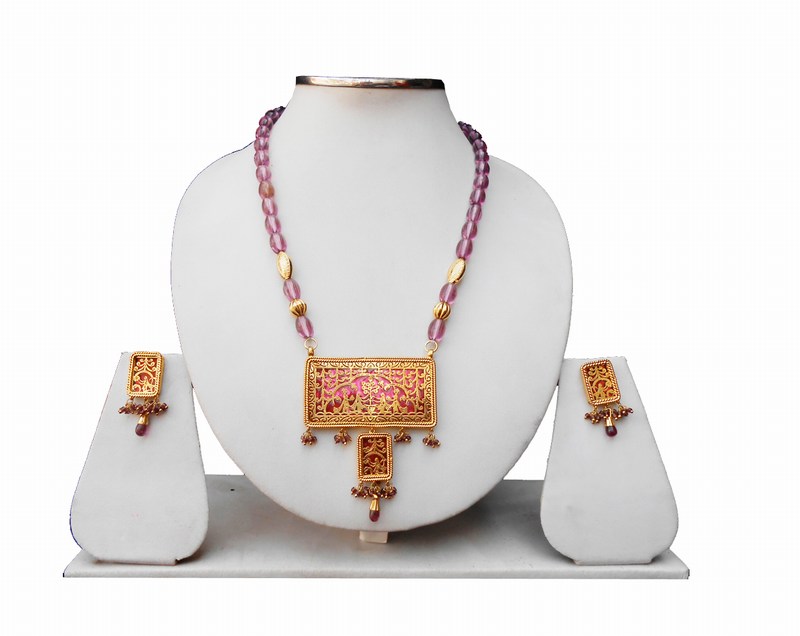 Fashion Thewa Jaipur Jewellery Set in Brown Beads