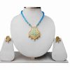 Fashion Turquoise Thewa Pendant Set with Designer Earrings-0