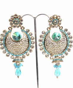 Gorgeous Designer Turquoise Colored Fashion Earrings in Base Metal for Weddings-0