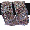 Buy Pair of Green, White and Red Stone Studded Bridal Polki Bangles -0