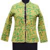 Beautiful Designer Yellow And Green Handmade Quilts Coat for Girls-0