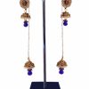 Shop Online Hanging Jhumka Earrings for Weddings in Blue Stones-0
