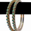 Gorgeous Designer Indian Bangles in Green Desire Stones-0