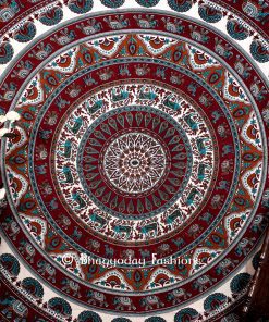 Handlook Psychedelic Indian Tapestry Bedspread in White Multicolor -0