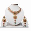 Jaipur Jewelry Set in Red and Green Polki Stones for Parties-0