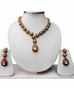 Jaipur Minakari Necklace and Earrings Jewelry Set for Weddings-0