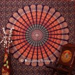 Psychedelic Round Mandala Tapestry Bedding Queen in Purple Print-0