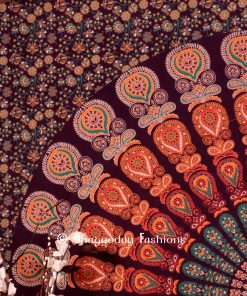 Psychedelic Round Mandala Tapestry Bedding Queen in Purple Print-1396