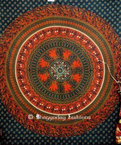 Boho Round Parrot Wall Hanging Dorm Bedroom Tapestry in Green-0