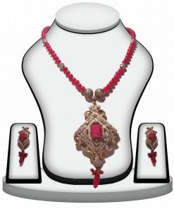 Latest Design Red Victorian Pendant Set From India-0