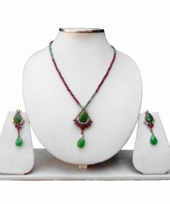 Latest Design Stylish Red and Green Fashion Pendant Set for Parties -0