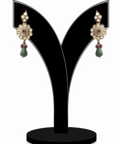 Traditional Green and White Stones Embellished Party Jhumkas-0