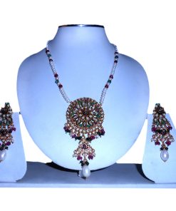 Latest Design Fashionable Pendant Set from India in Polki Stones -0
