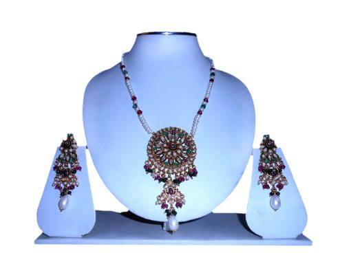 Latest Design Fashionable Pendant Set from India in Polki Stones -0
