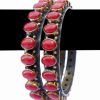 Latest Design Red Coral Stones Desire Bangles Online from India-0