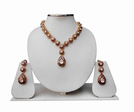 Modern Brown Minakari Necklace and Earrings Set for Weddings -0