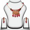 Party Wear Polki Pendant Set in Pretty Red and Green Stone Designs-0
