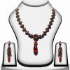 Party Wear Red Stones Polki Necklace Set with Earrings-0