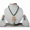 Buy Indian Pendant Set for Women in Green Stones and Antique Polish -0