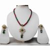 Buy Wedding Pendant Set in Green and Red Stones with Antique Polish -0