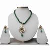 Gorgeous Stylish Pendants Set in Green Stone Beads With Earrings-0