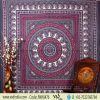 Pink and Grey Handlook Paisley Tapestry Round Boho Design Bedspread -0