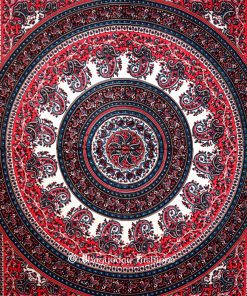 Pink Blue Psychedelic Round Indian Tapestry Bedding Floor Cushions -1437