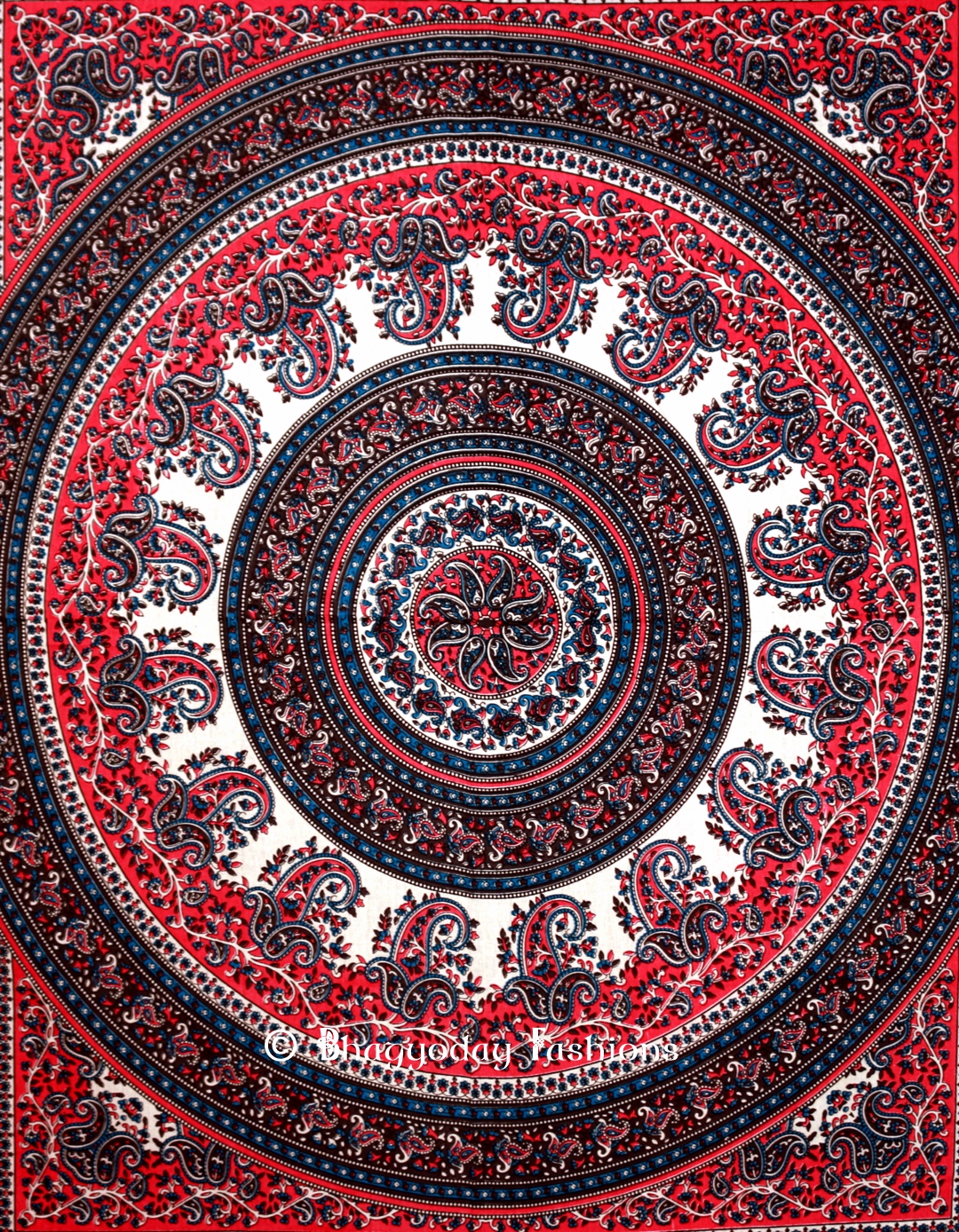 Pink Blue Psychedelic Round Indian Tapestry Bedding Floor Cushions -1437