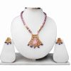Purple and Blue Traditional Thewa Pendant and Earring Set From India-0
