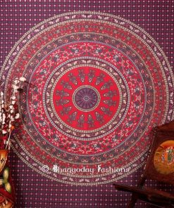 Purple Round Mandala Beach Boho Tapestry Bedding for Floor Cushions-0