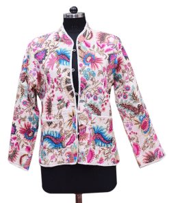 Buy Colorful Printed Designer White Quilted Fashion Jackets For Women-0