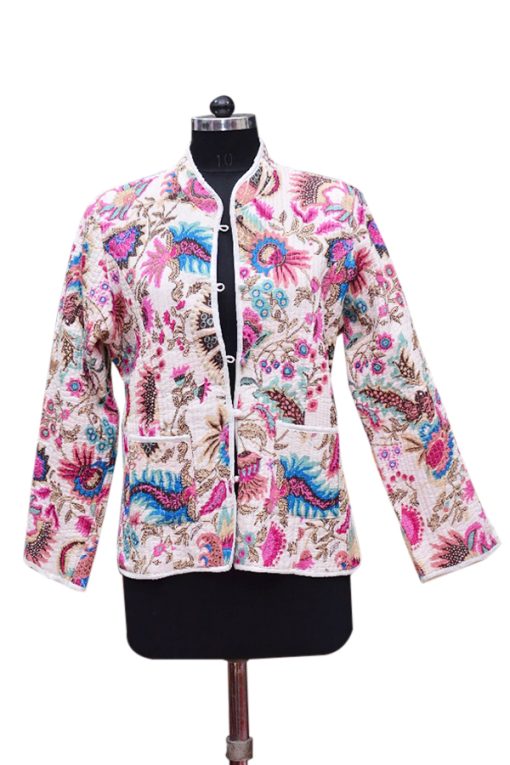 Buy Colorful Printed Designer White Quilted Fashion Jackets For Women-0