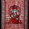 Red Batik Indian God Ganesha Wall Hanging Bedspread Tapestry-0