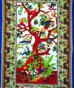 Red and Green Tree of Life Tapestry
