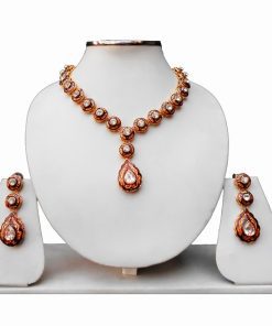 Red Minakari Designer Modern Necklace and Earrings Set for Women-0